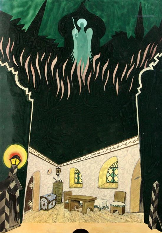 Robert Van Rosen (1904-1966) Two stage designs for Peter the Great (act one, scene three and act two), 20 x 15in., unframed